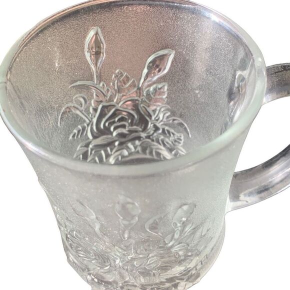 Vintage Pasari Livia Frosted Glass Rose Mug Cup Coffee Tea Classic Style - Picture 7 of 12